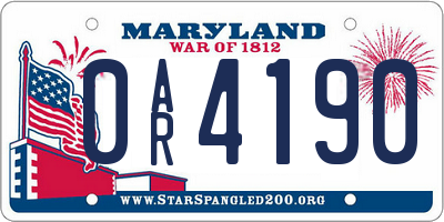 MD license plate 0AR4190