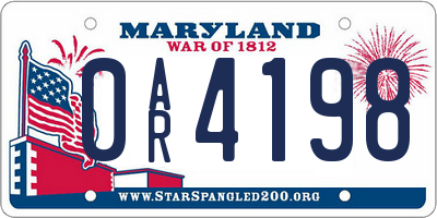 MD license plate 0AR4198