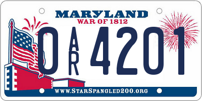 MD license plate 0AR4201