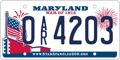 MD license plate 0AR4203