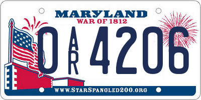 MD license plate 0AR4206