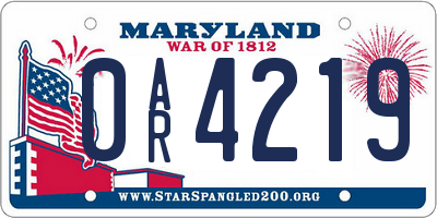 MD license plate 0AR4219