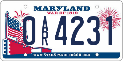 MD license plate 0AR4231