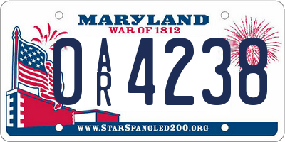 MD license plate 0AR4238