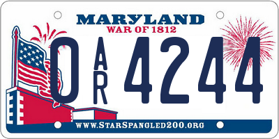 MD license plate 0AR4244