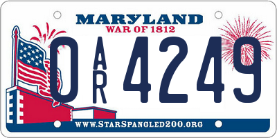 MD license plate 0AR4249