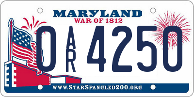 MD license plate 0AR4250