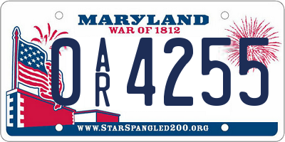 MD license plate 0AR4255