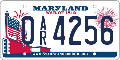 MD license plate 0AR4256