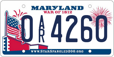 MD license plate 0AR4260