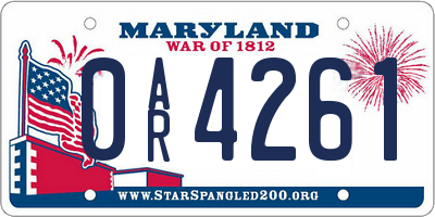 MD license plate 0AR4261