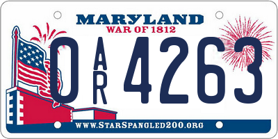 MD license plate 0AR4263