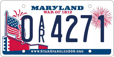 MD license plate 0AR4271
