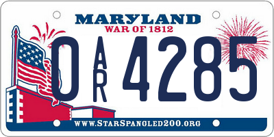 MD license plate 0AR4285