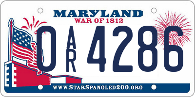 MD license plate 0AR4286