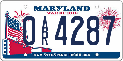 MD license plate 0AR4287