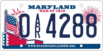 MD license plate 0AR4288