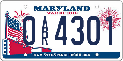 MD license plate 0AR4301