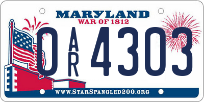 MD license plate 0AR4303