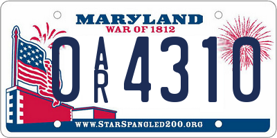 MD license plate 0AR4310