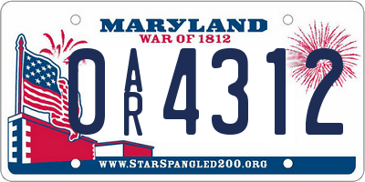 MD license plate 0AR4312