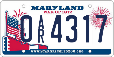 MD license plate 0AR4317