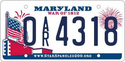 MD license plate 0AR4318