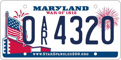 MD license plate 0AR4320