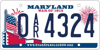 MD license plate 0AR4324
