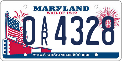MD license plate 0AR4328