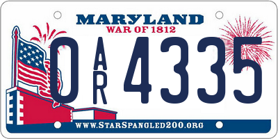 MD license plate 0AR4335