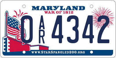 MD license plate 0AR4342