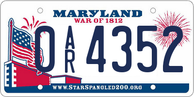 MD license plate 0AR4352