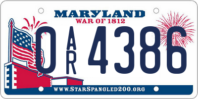 MD license plate 0AR4386