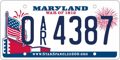 MD license plate 0AR4387