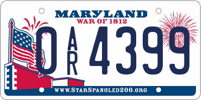 MD license plate 0AR4399