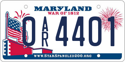 MD license plate 0AR4401