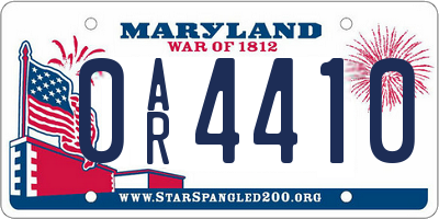 MD license plate 0AR4410