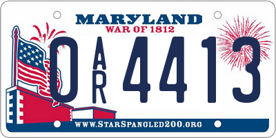 MD license plate 0AR4413