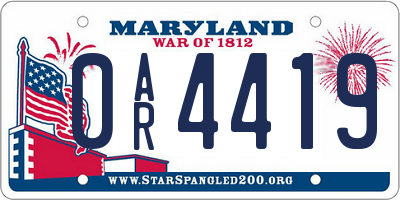 MD license plate 0AR4419