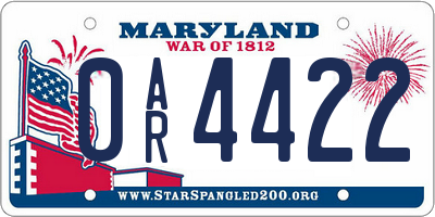 MD license plate 0AR4422