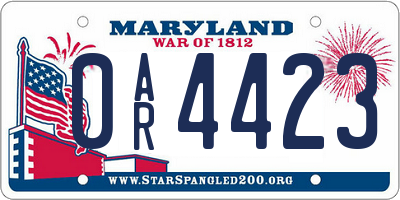 MD license plate 0AR4423