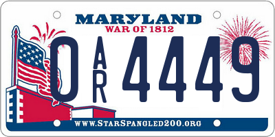 MD license plate 0AR4449