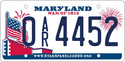 MD license plate 0AR4452