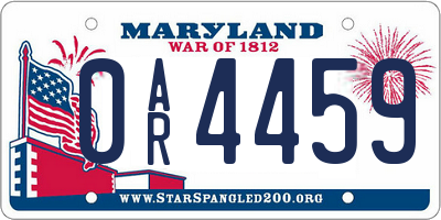 MD license plate 0AR4459