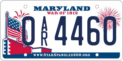 MD license plate 0AR4460