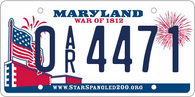 MD license plate 0AR4471