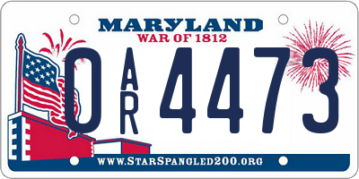 MD license plate 0AR4473