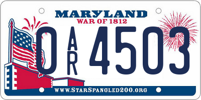 MD license plate 0AR4503