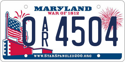 MD license plate 0AR4504